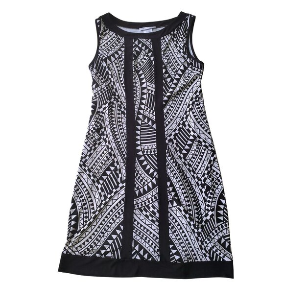 60s Mod Print Retro Nina Ricci Style Sleeveless Dress Black & White Shift Dress - Picture 4 of 14